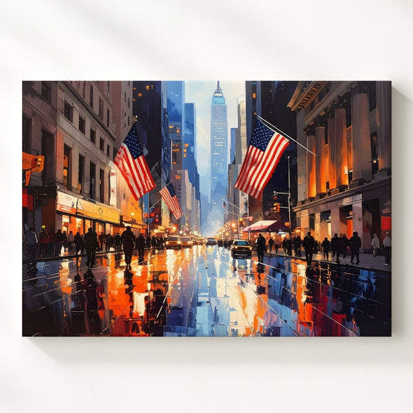 Wall Street at Dusk Canvas – Vibrant NYC Financial District Wall Art - Gifitto