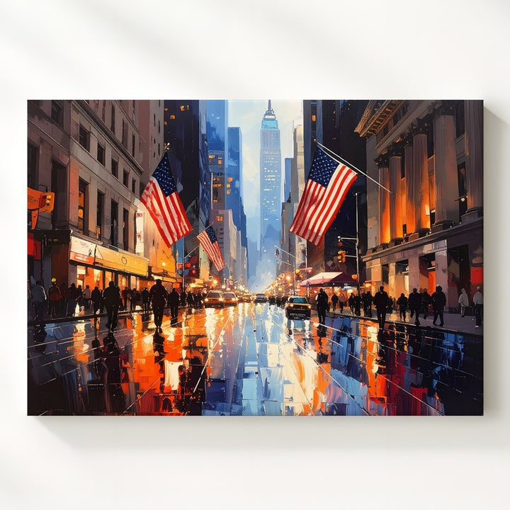 Wall Street at Dusk Canvas – Vibrant NYC Financial District Wall Art - Gifitto
