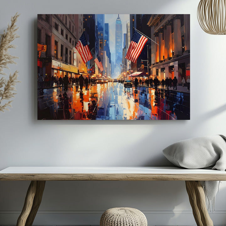 Wall Street at Dusk Canvas – Vibrant NYC Financial District Wall Art - Gifitto
