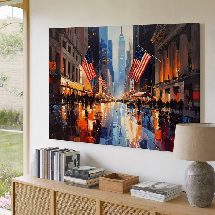 Wall Street at Dusk Canvas – Vibrant NYC Financial District Wall Art - Gifitto