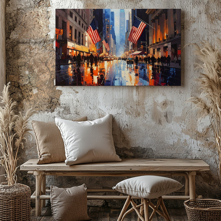 Wall Street at Dusk Canvas – Vibrant NYC Financial District Wall Art - Gifitto