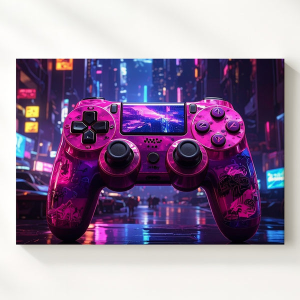 Graffiti Neon Gamer Canvas – Pink & Purple Controller with Cyberpunk Vibes - Gifitto