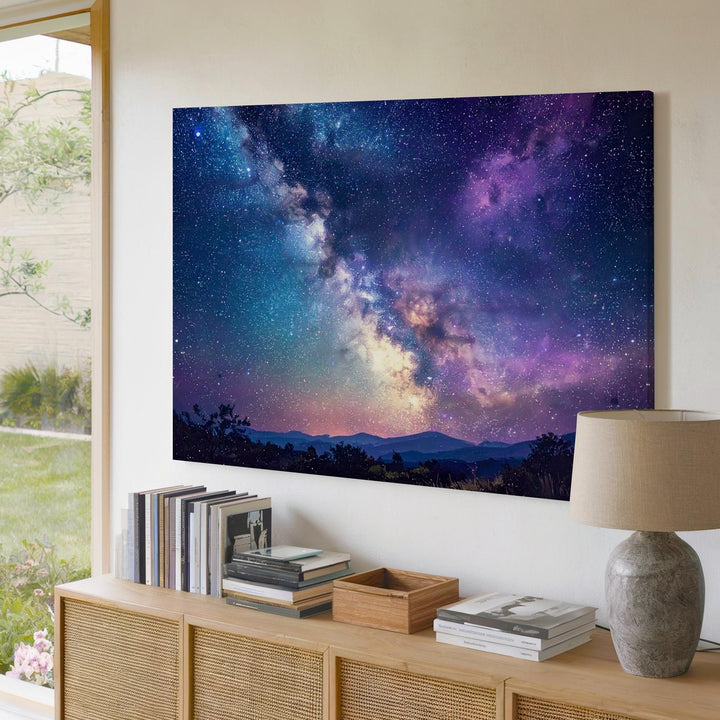 Pastel Milky Way Canvas – Dreamy Galaxy Band in Lavender & Teal Tones - Gifitto