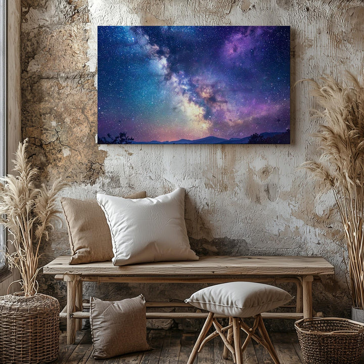 Pastel Milky Way Canvas – Dreamy Galaxy Band in Lavender & Teal Tones - Gifitto