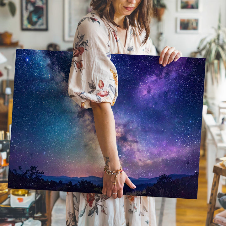 Pastel Milky Way Canvas – Dreamy Galaxy Band in Lavender & Teal Tones - Gifitto