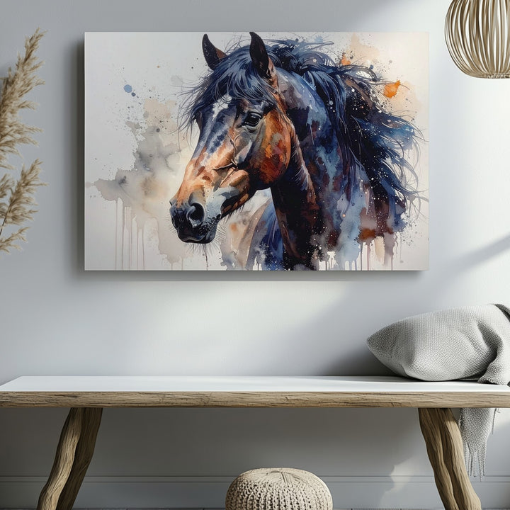 Watercolor Spirit Canvas – Stylized Horse Portrait with Flowing Mane - Gifitto