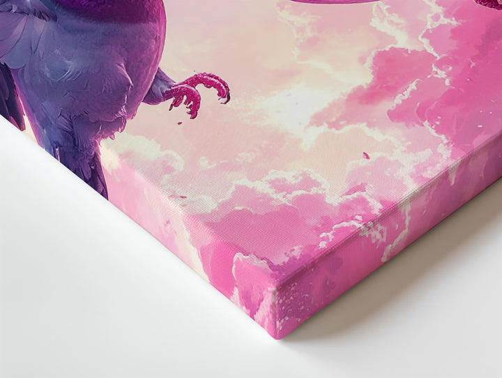 Flying Love Canvas – Surreal Pigeons in Pink Sky - Gifitto