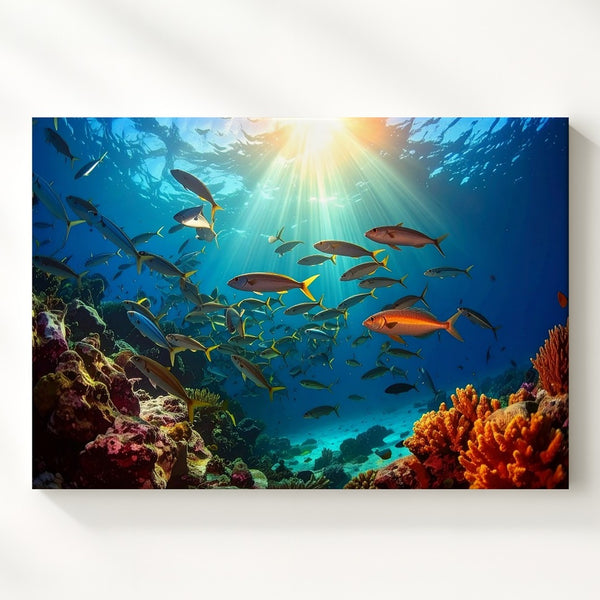 Harmony in Motion Canvas – School of Fish Over Coral Reef - Gifitto