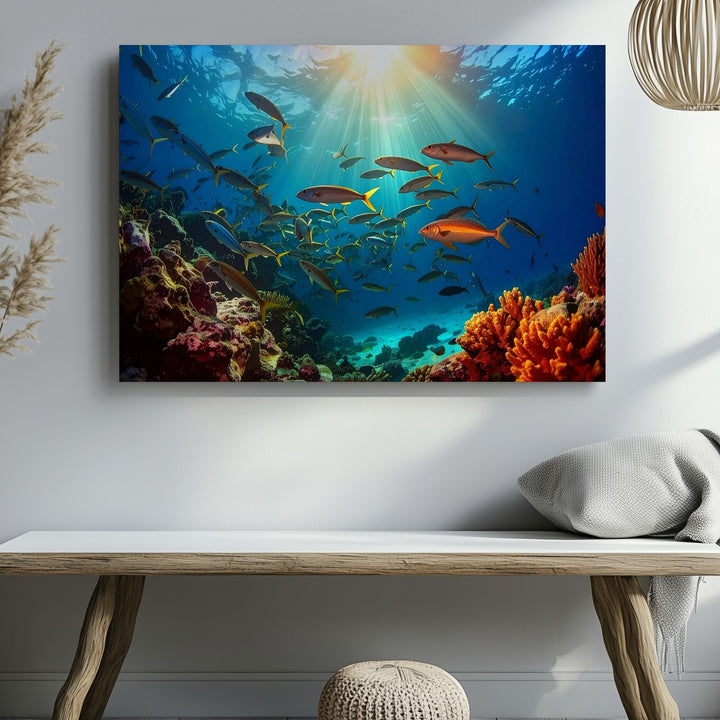 Harmony in Motion Canvas – School of Fish Over Coral Reef - Gifitto