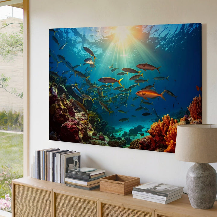 Harmony in Motion Canvas – School of Fish Over Coral Reef - Gifitto