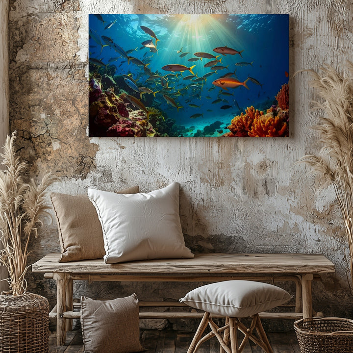 Harmony in Motion Canvas – School of Fish Over Coral Reef - Gifitto