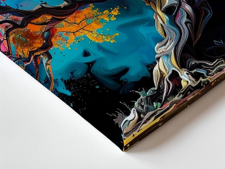 Electric Roots Tree Canvas – Vivid Surreal Color Explosion Wall Art - Gifitto