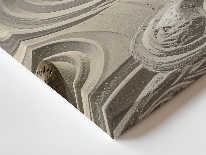 Zen Ripple Stone Garden Canvas – Minimalist Raked Sand & Balance Art - Gifitto