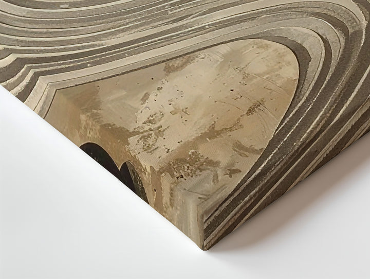 Curved Zen Garden Canvas – Minimalist Raked Sand & Stone Harmony Art - Gifitto