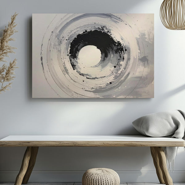 Abstract Enso Brushstroke Canvas – Minimalist Zen Ink Circle Art - Gifitto