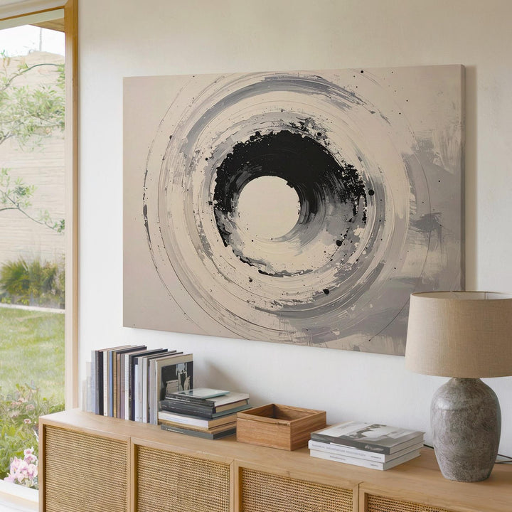 Abstract Enso Brushstroke Canvas – Minimalist Zen Ink Circle Art - Gifitto