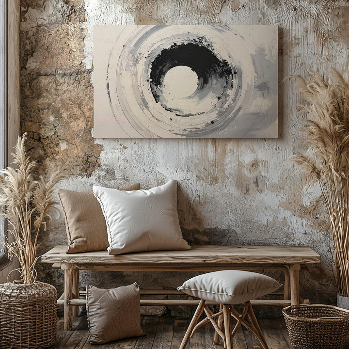 Abstract Enso Brushstroke Canvas – Minimalist Zen Ink Circle Art - Gifitto