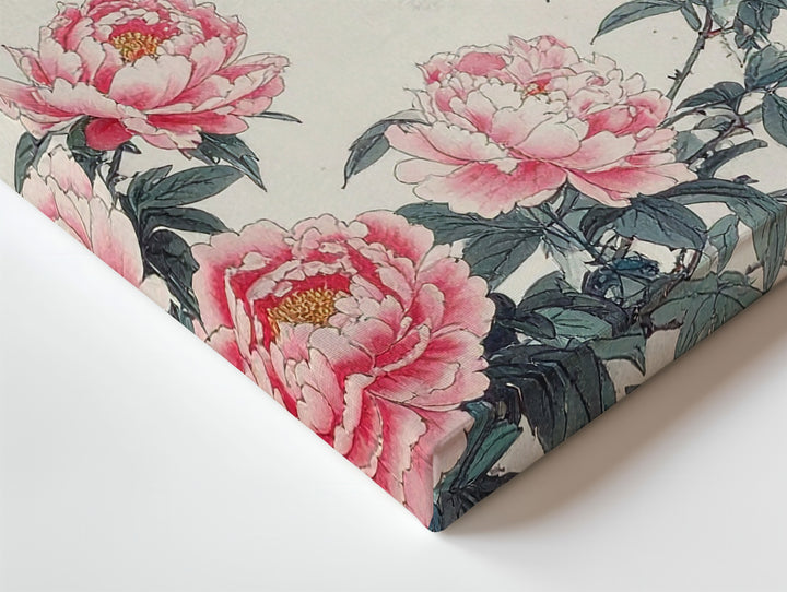 Cranes & Peonies Canvas – Minimalist Japanese Floral Harmony Art - Gifitto