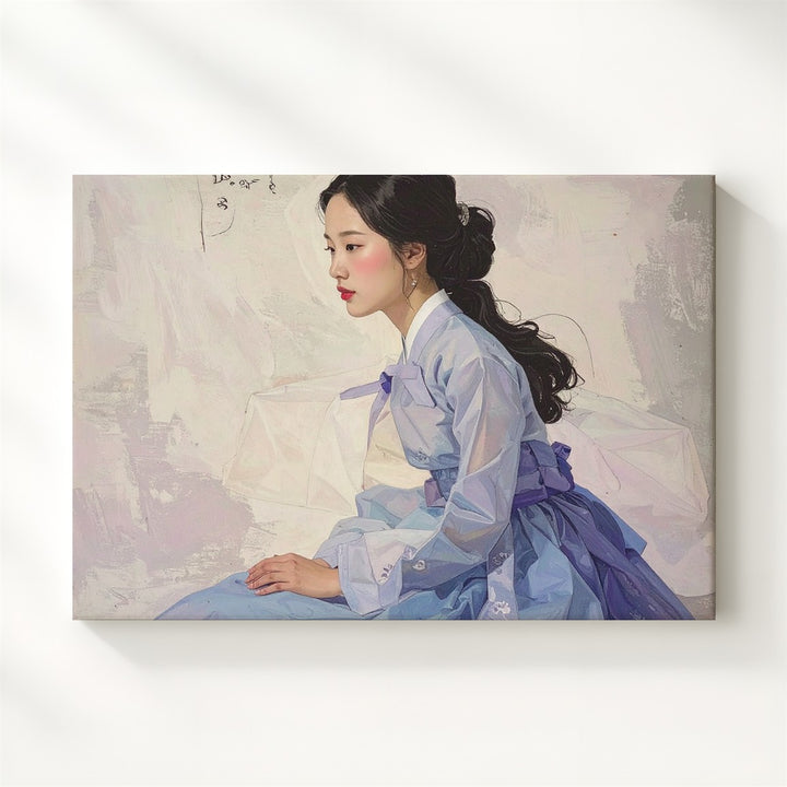Hanbok Elegance Canvas – Minimalist Portrait of Poetic East Asian Grace - Gifitto