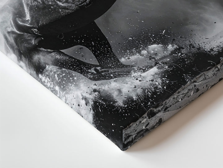 Shadowrise Canvas – Monochrome Rearing Horse in Smoke and Light - Gifitto
