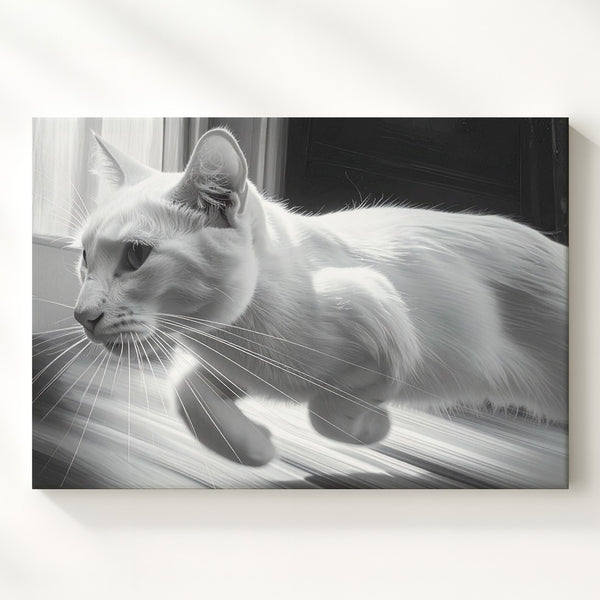 Dynamic Motion Cat Canvas – High-Speed Feline in Motion Blur - Gifitto