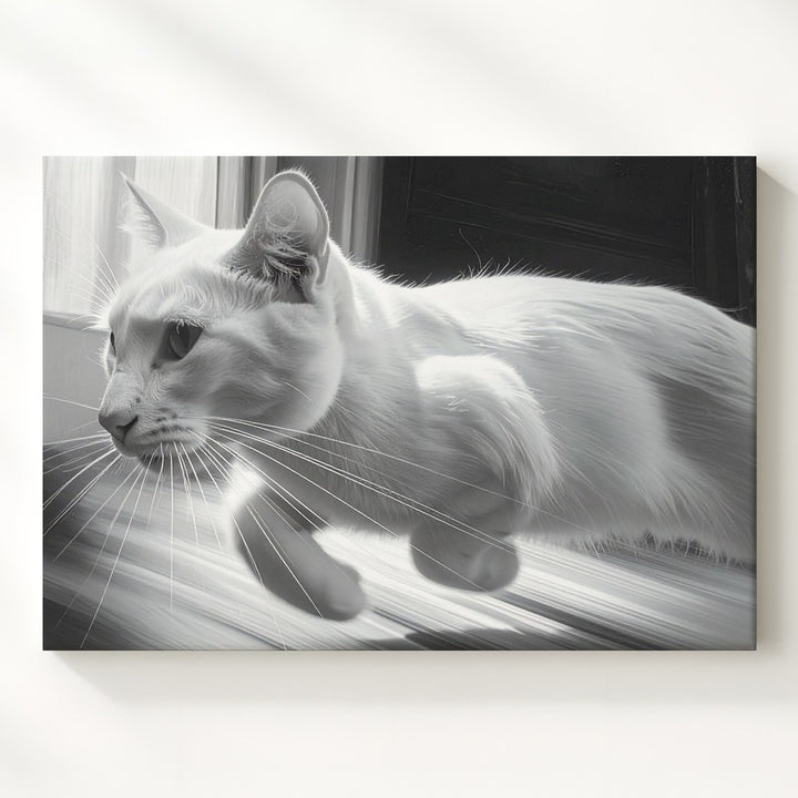 Dynamic Motion Cat Canvas – High-Speed Feline in Motion Blur - Gifitto