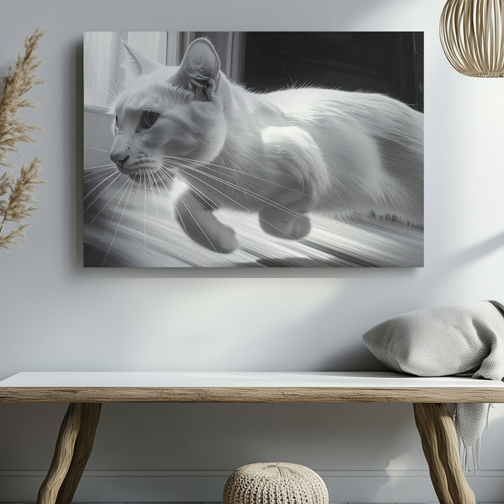 Dynamic Motion Cat Canvas – High-Speed Feline in Motion Blur - Gifitto