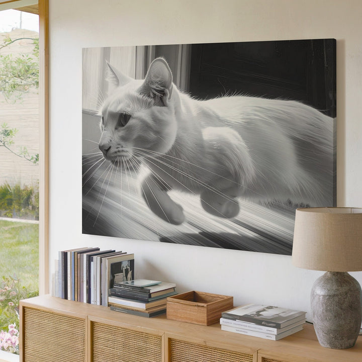 Dynamic Motion Cat Canvas – High-Speed Feline in Motion Blur - Gifitto