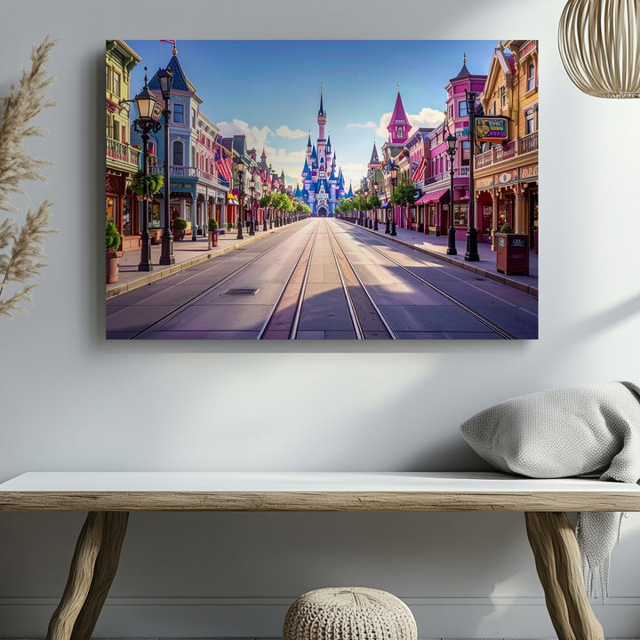 Main Street U.S.A. Canvas – Cinderella Castle & Vintage Disney Charm Wall Art - Gifitto