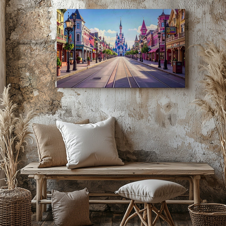 Main Street U.S.A. Canvas – Cinderella Castle & Vintage Disney Charm Wall Art - Gifitto
