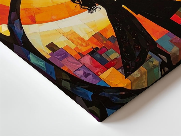 City Love Under the Tree Canvas – Romantic Urban Scene with Vibrant Colors - Gifitto