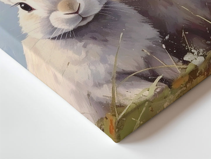 Pastel Bunnies in Meadow Canvas – Serene Spring Wall Art - Gifitto