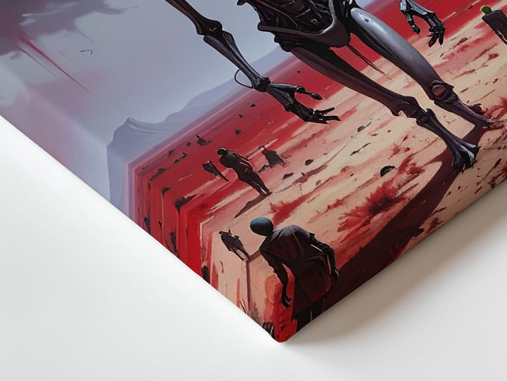 Alien Guardian Canvas – Towering Extraterrestrial and Blood-Red Landscape - Gifitto