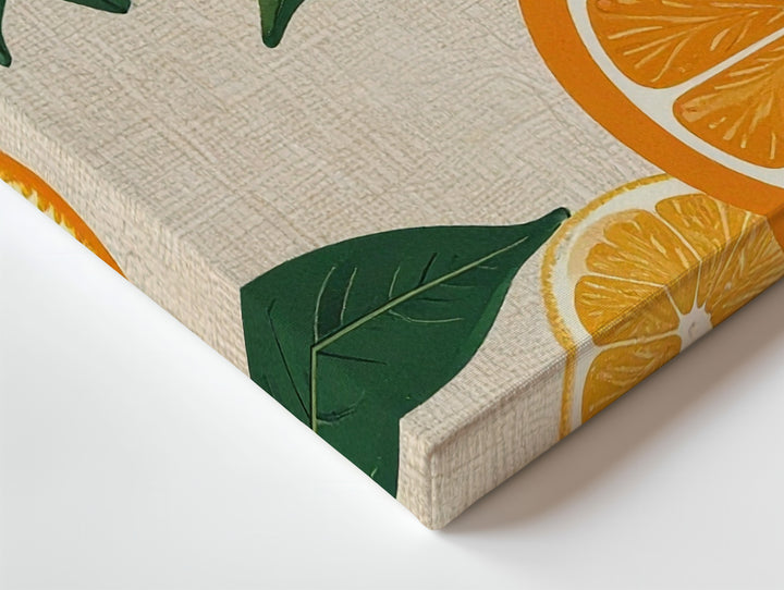 Retro Orange Slice Pattern Canvas – Graphic Citrus Grid on Linen Background - Gifitto