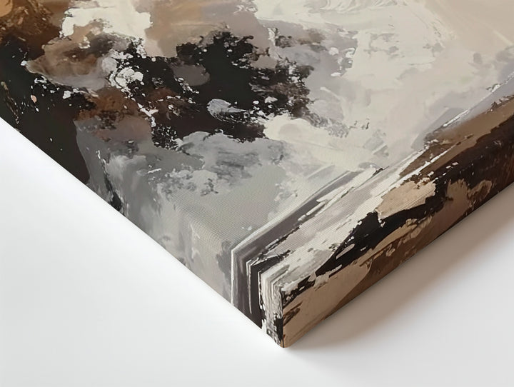 Misty Terrain Abstract Canvas – Atmospheric Brown & White Landscape Art - Gifitto