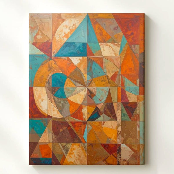 Abstract Geometric Canvas – Radial Symmetry in Earthy Tones - Gifitto