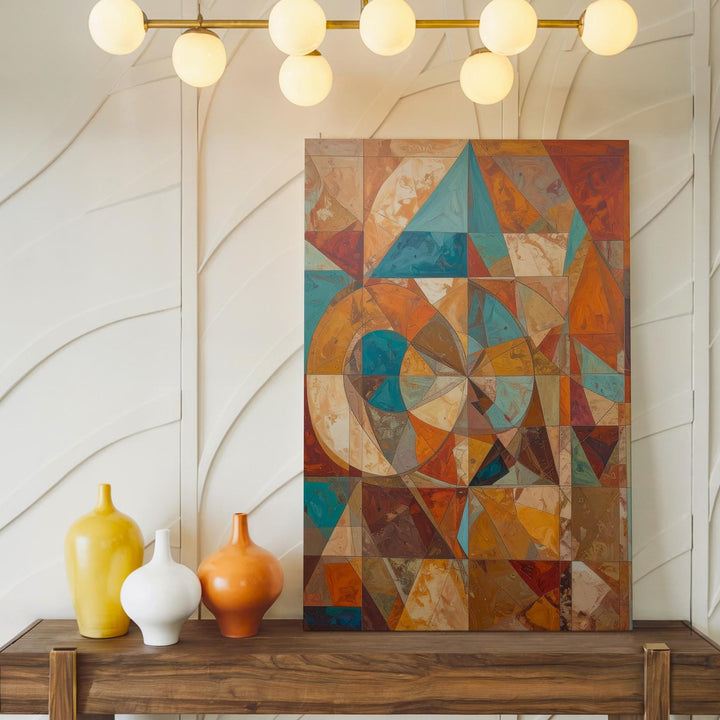 Abstract Geometric Canvas – Radial Symmetry in Earthy Tones - Gifitto
