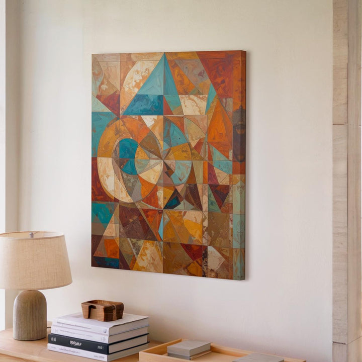 Abstract Geometric Canvas – Radial Symmetry in Earthy Tones - Gifitto