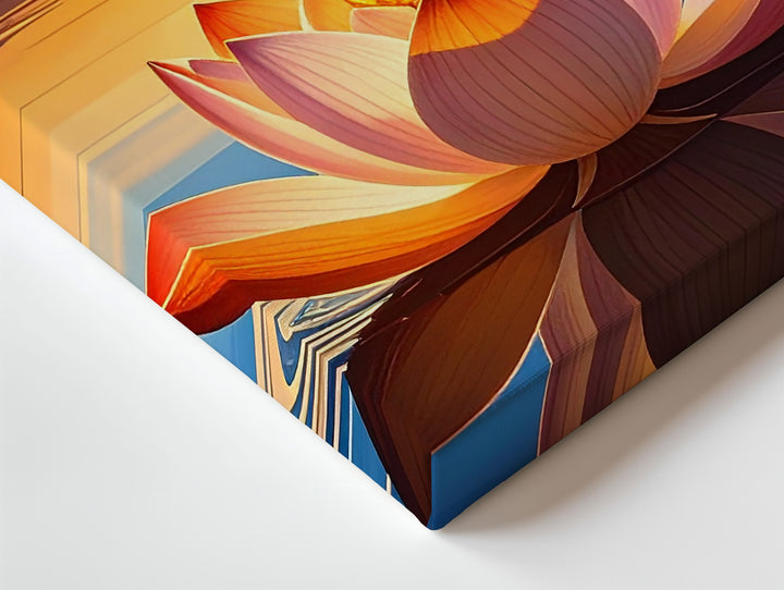 Sacred Sunset Lotus Canvas – Hyper-Realistic Symmetrical Lake Reflection Art - Gifitto