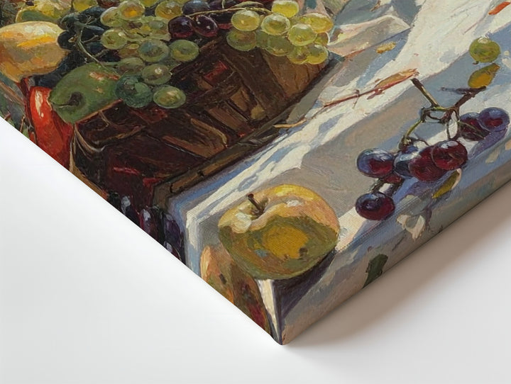 Autumn Vineyard Terrace Canvas – Impressionist Harvest Table Under Golden Vines - Gifitto