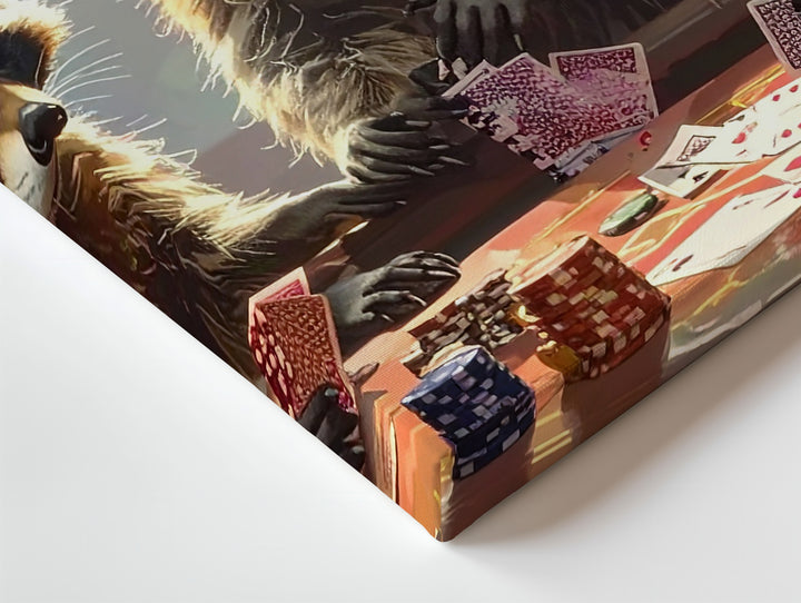 Raccoon Poker Night Canvas – Whimsical Animal Game Scene Wall Art - Gifitto