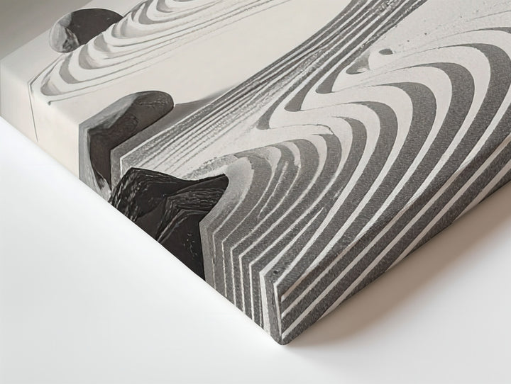 Zen Sand Garden Canvas – Photorealistic Wabi-Sabi Calm & Balance Art - Gifitto
