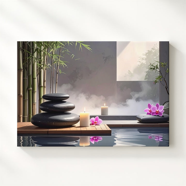 Zen Spa Serenity Canvas – Stones, Candle & Orchid Wellness Wall Art - Gifitto