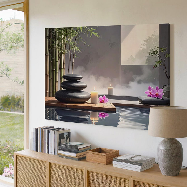 Zen Spa Serenity Canvas – Stones, Candle & Orchid Wellness Wall Art - Gifitto