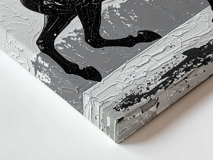Textured Silhouette Horse Canvas – Minimalist Black on White Wall Art - Gifitto