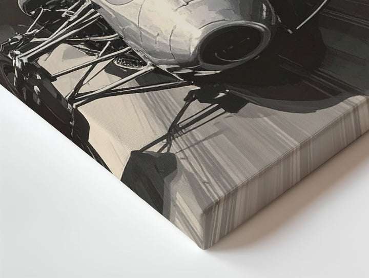 Monochrome Vintage F1 Canvas – High-Speed 1960s Racer with Motion Blur - Gifitto