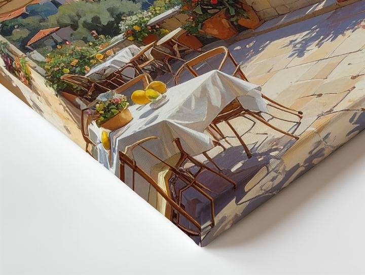 Mediterranean Terrace View Canvas – Lemon Trees & Mountain Village Wall Art - Gifitto