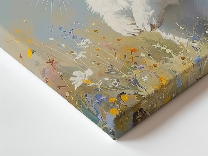 Serene Rabbit in Meadow Canvas – Pastel Spring Wall Art - Gifitto