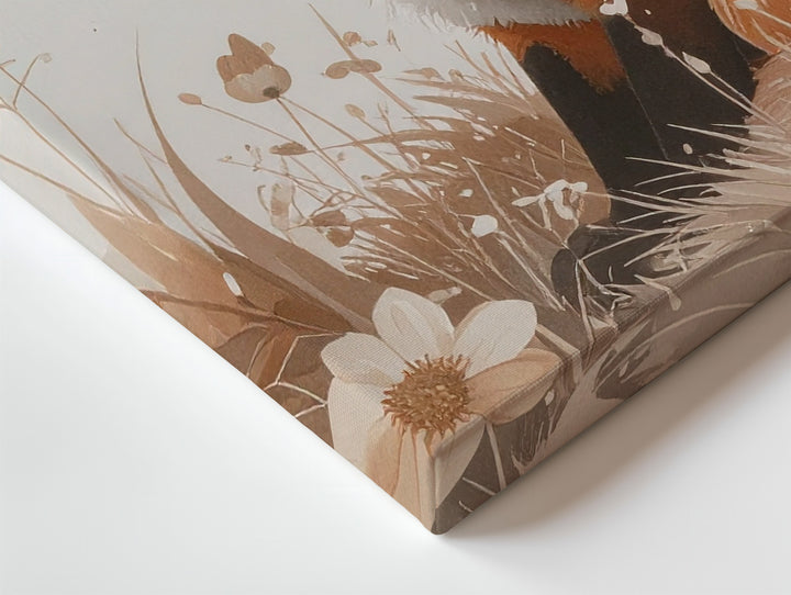 Graceful Red Fox with Wildflowers Canvas – Woodland Nursery Wall Art - Gifitto