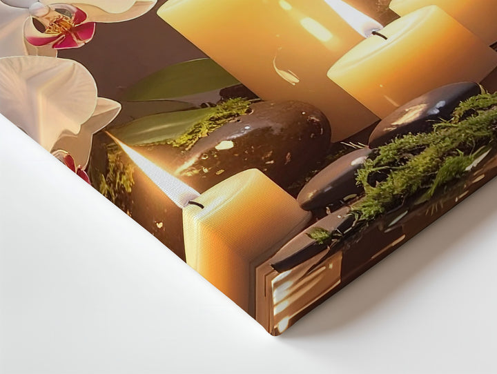 Zen Candle & Orchid Spa Canvas – Warm Wellness Stones & Bamboo Art - Gifitto